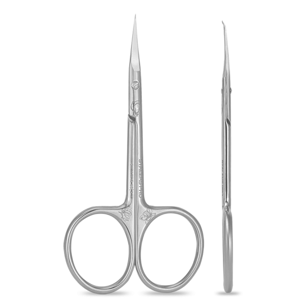 Staleks EXCLUSIVE leather cutting scissors, narrow, bent end (SX-23/2m)